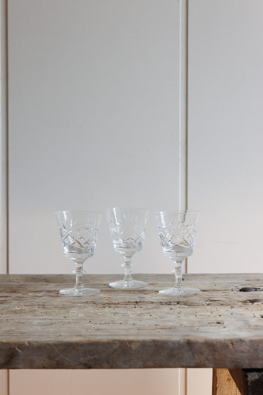 trio of vintage french crystal glassware