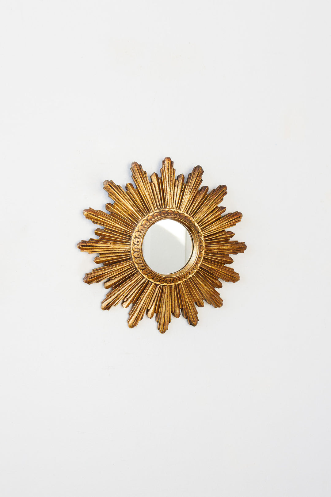 vintage french wooden starburst mirror