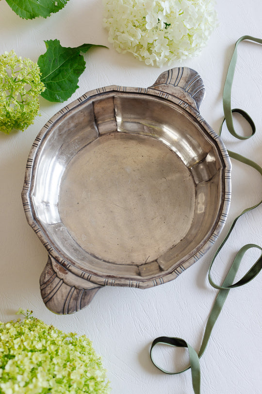 antique french art deco silver plate serving bowl