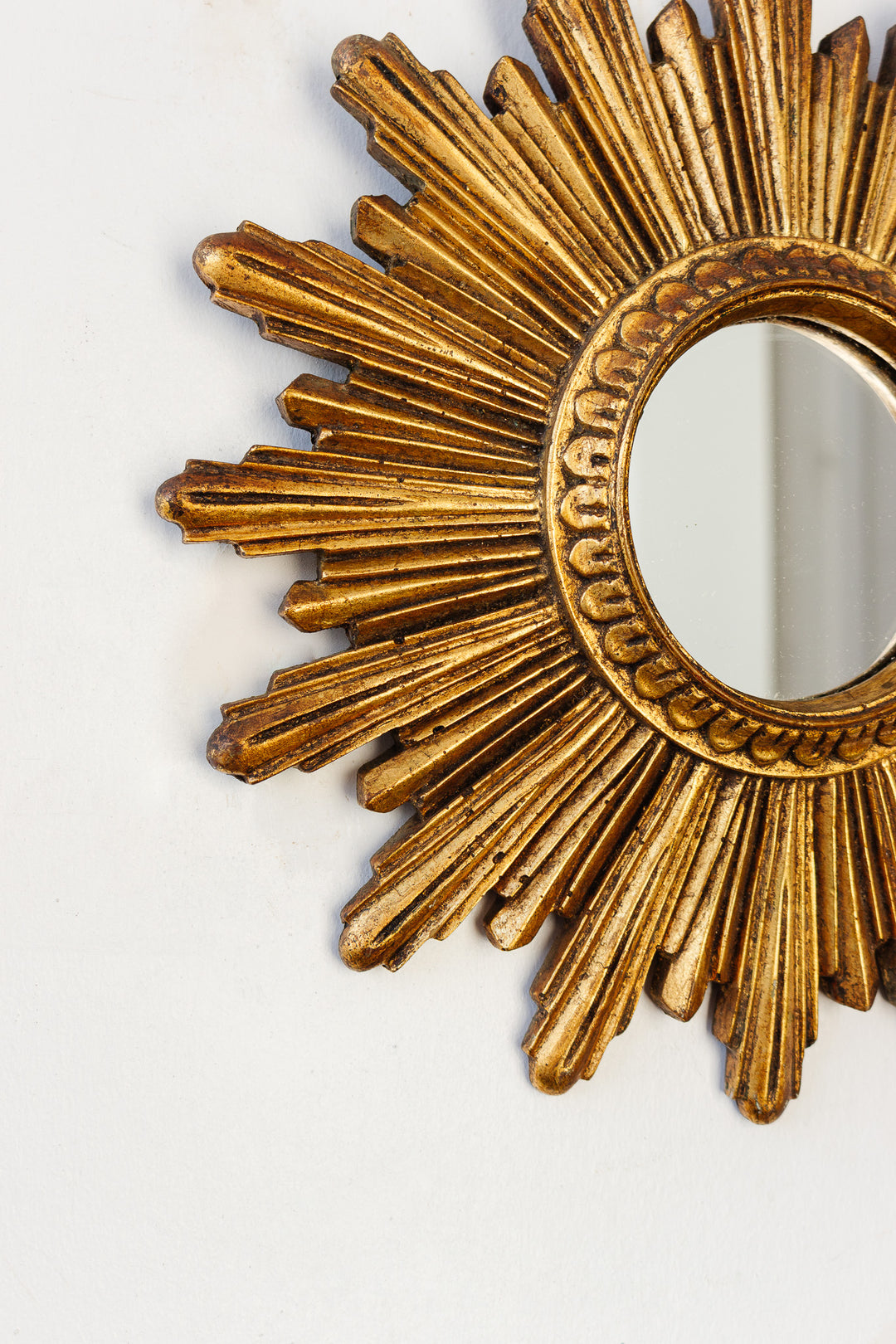 vintage french wooden starburst mirror