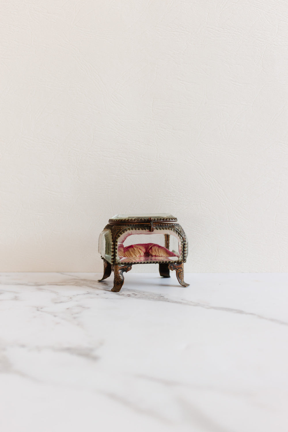 antique french beveled glass and ormolu bijoux casket