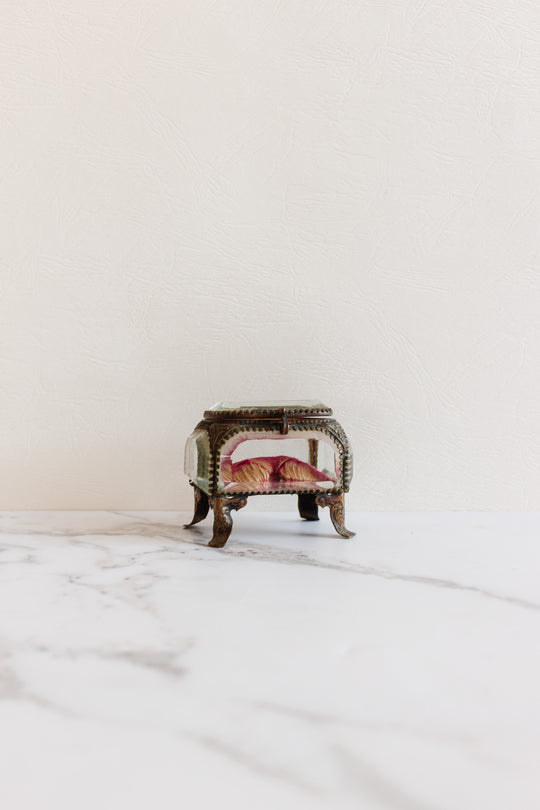 antique french beveled glass and ormolu bijoux casket