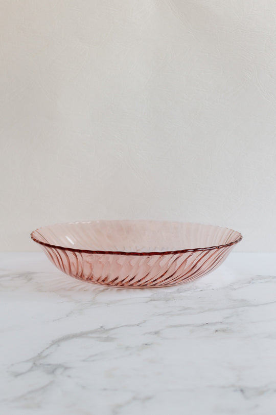 vintage french pink rosaline glass serving bowl