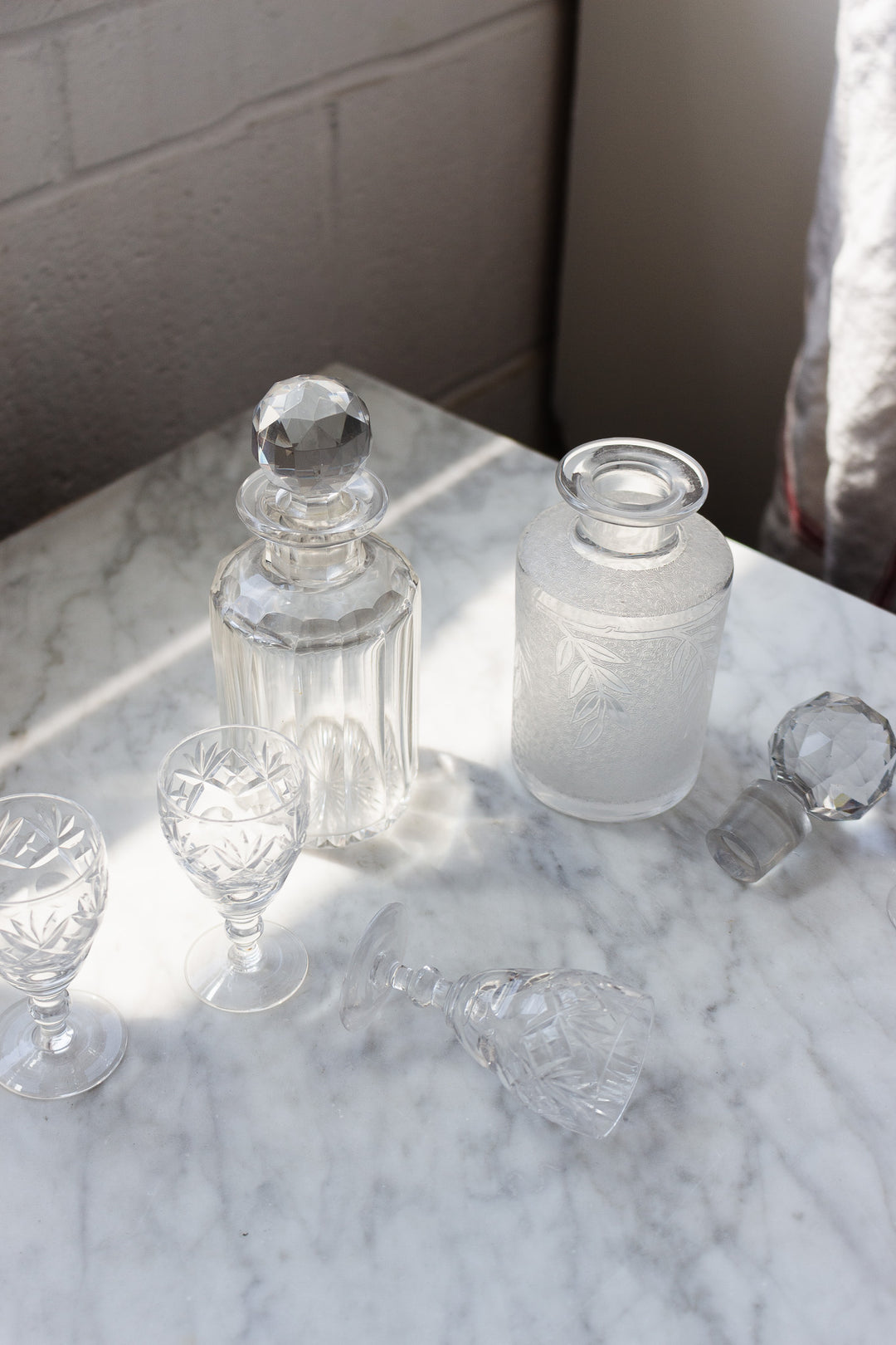 pair of 1940s french glass perfume bottles