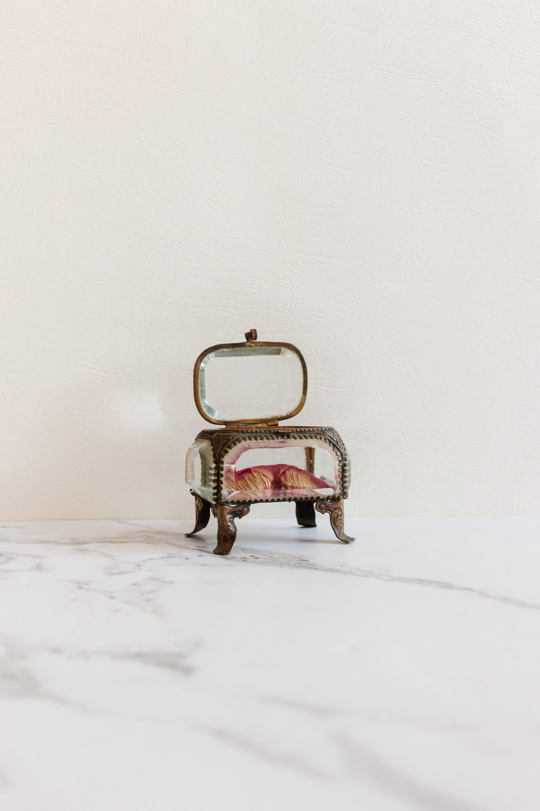 antique french beveled glass and ormolu bijoux casket