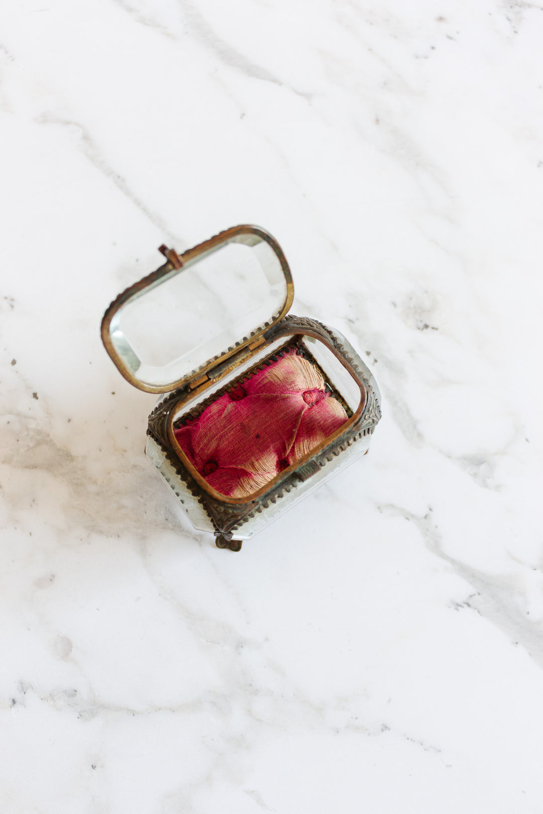 antique french beveled glass and ormolu bijoux casket