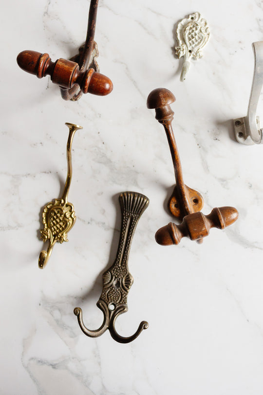 antique german cast metal double coat hook