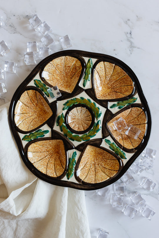 1960s St. Jean de Bretagne hand painted oyster plate