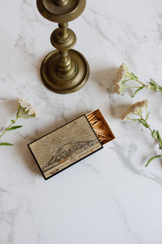 antique german leather matchbox