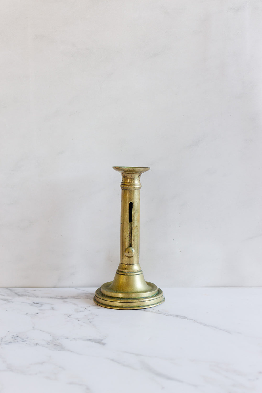 antique french brass push up candlestick