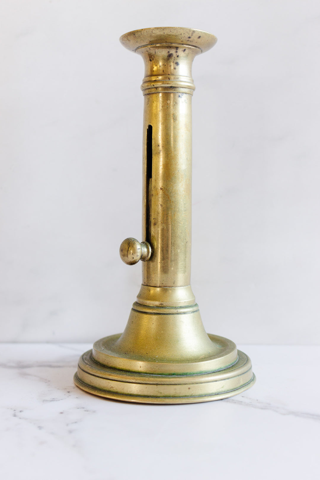 antique french brass push up candlestick