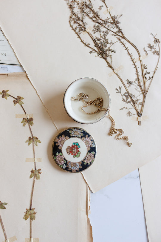 petite turn of the century hand painted trinket box