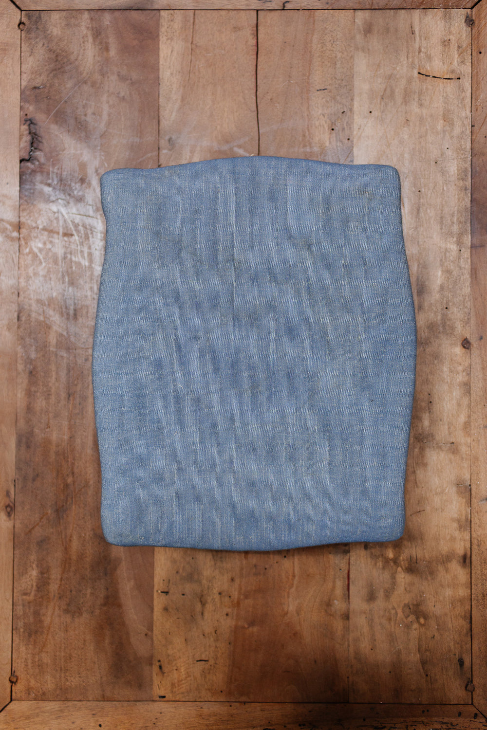 antique french blue fabric footstool with cabriole legs