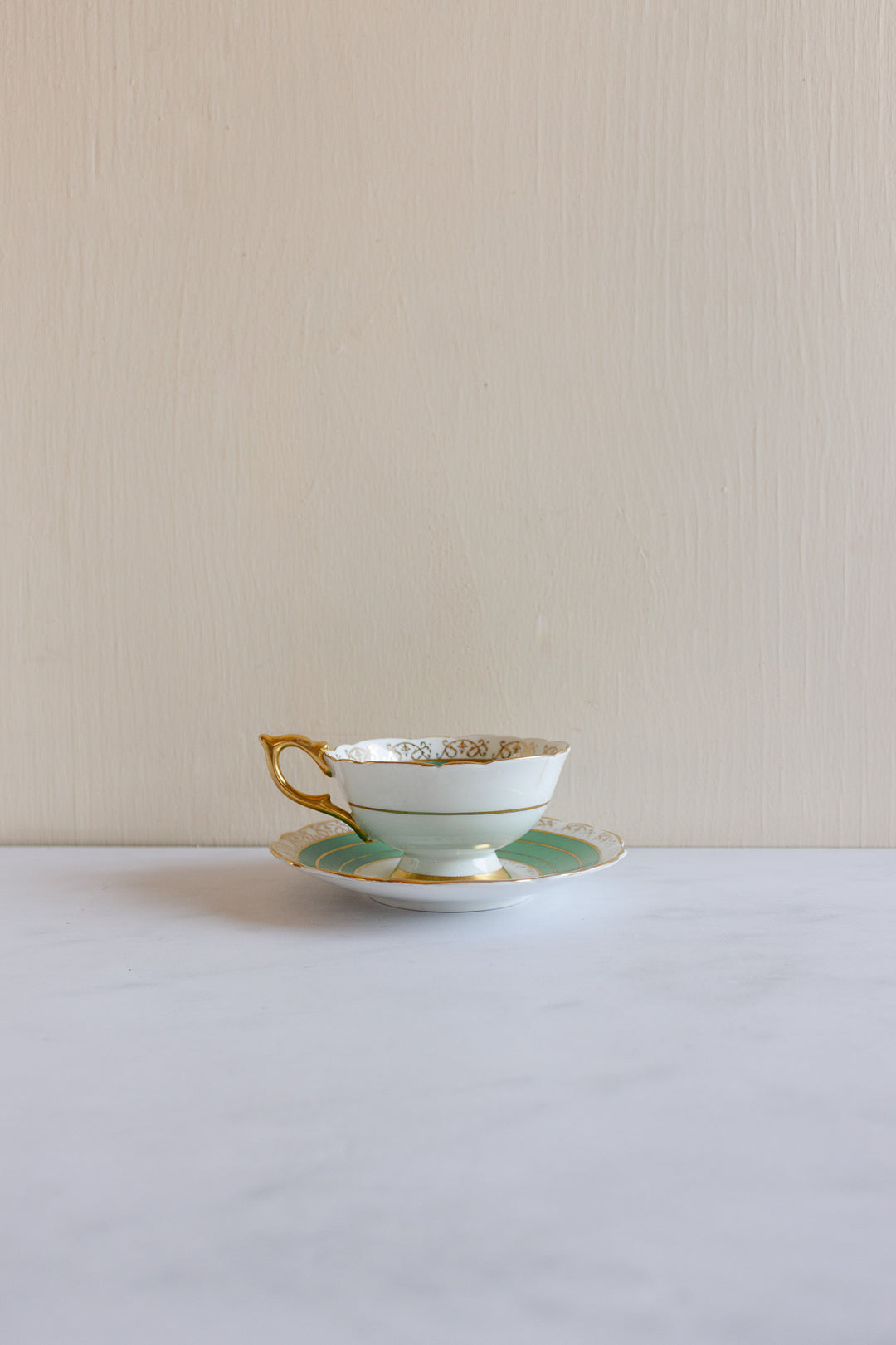 royal stafford antique green and gold teacup