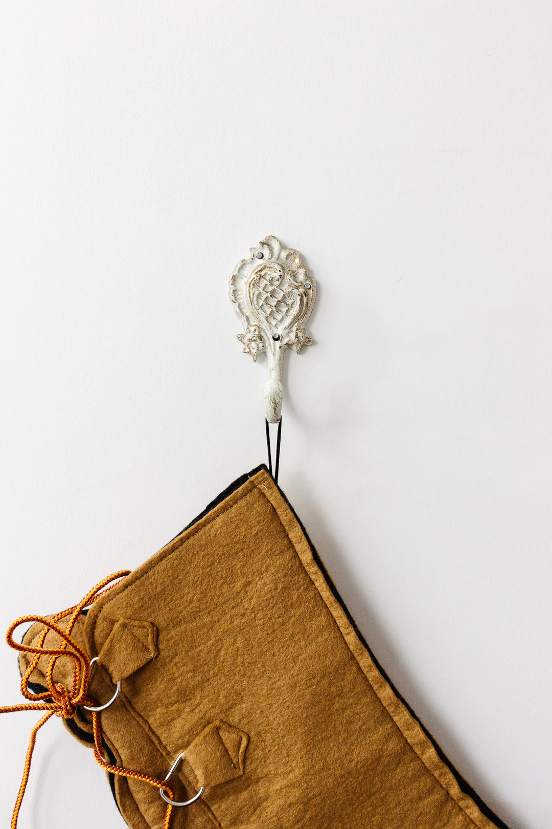 vintage french white metal single coat hook