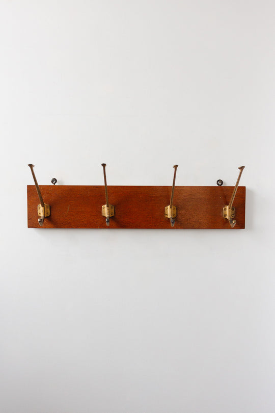 vintage french wood and brass porte manteau