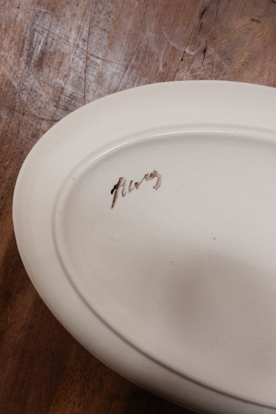 Vintage french artisan hand painted fish platter