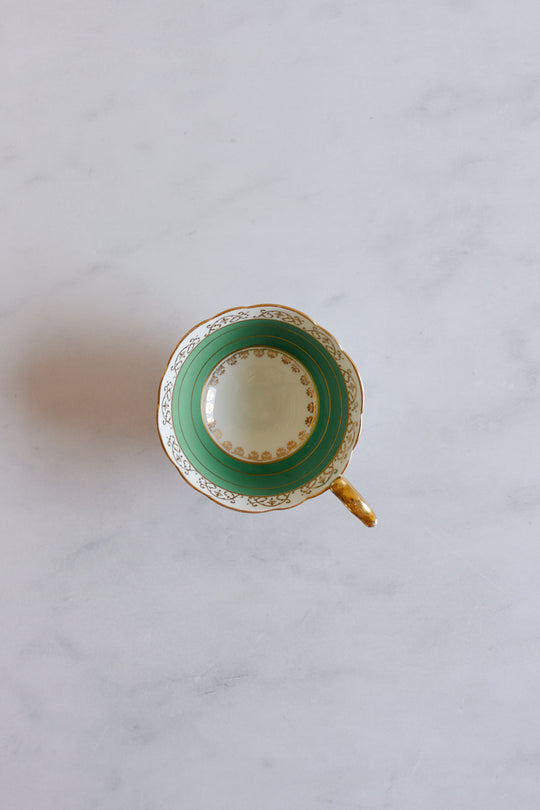 royal stafford antique green and gold teacup