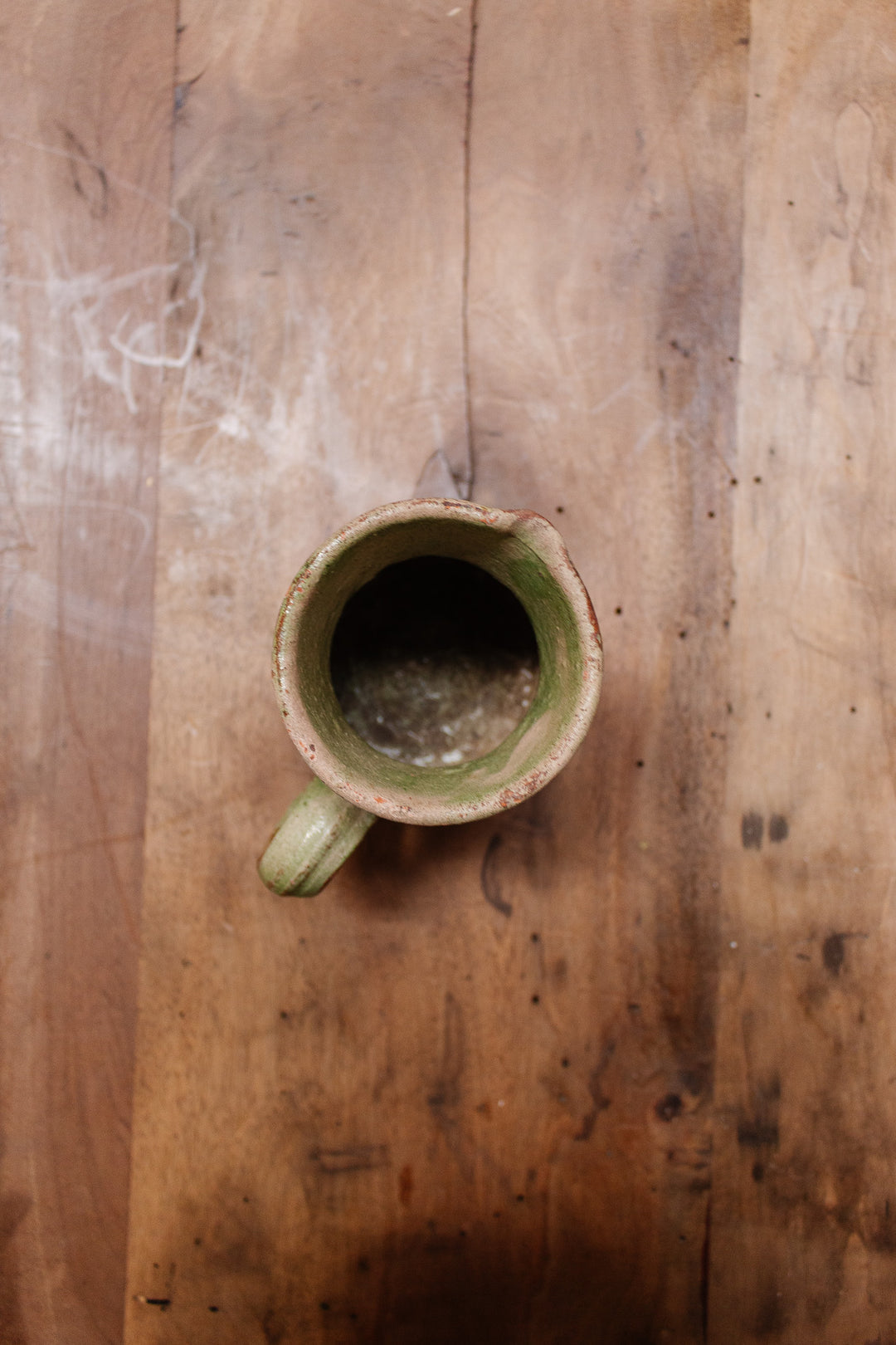 antique french green stoneware pitcher