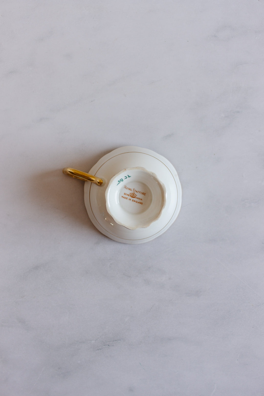 royal stafford antique green and gold teacup