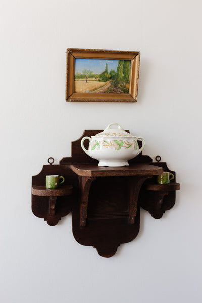 antique french farmhouse wall mounted shelf