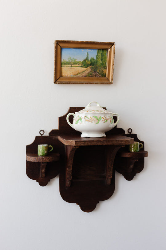 antique french farmhouse wall mounted shelf