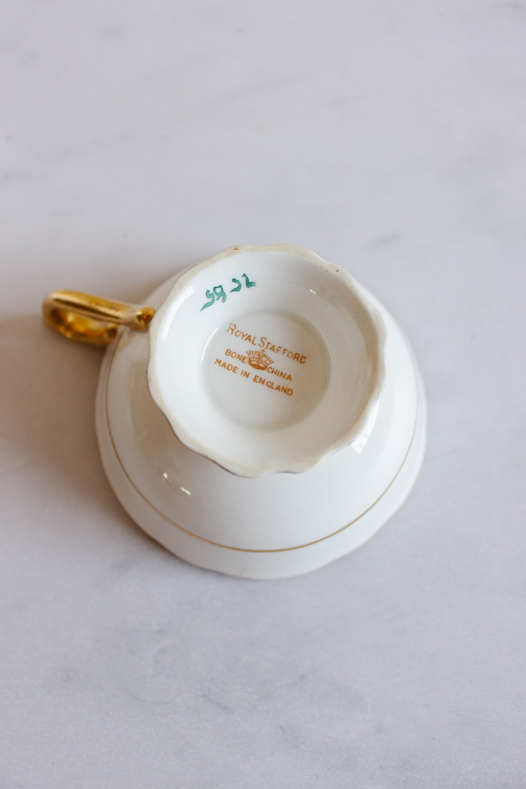 royal stafford antique green and gold teacup