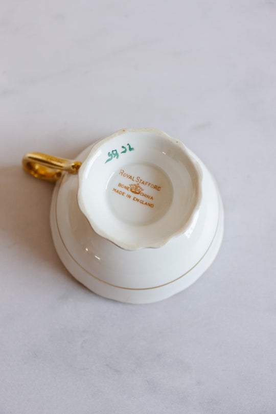 royal stafford antique green and gold teacup