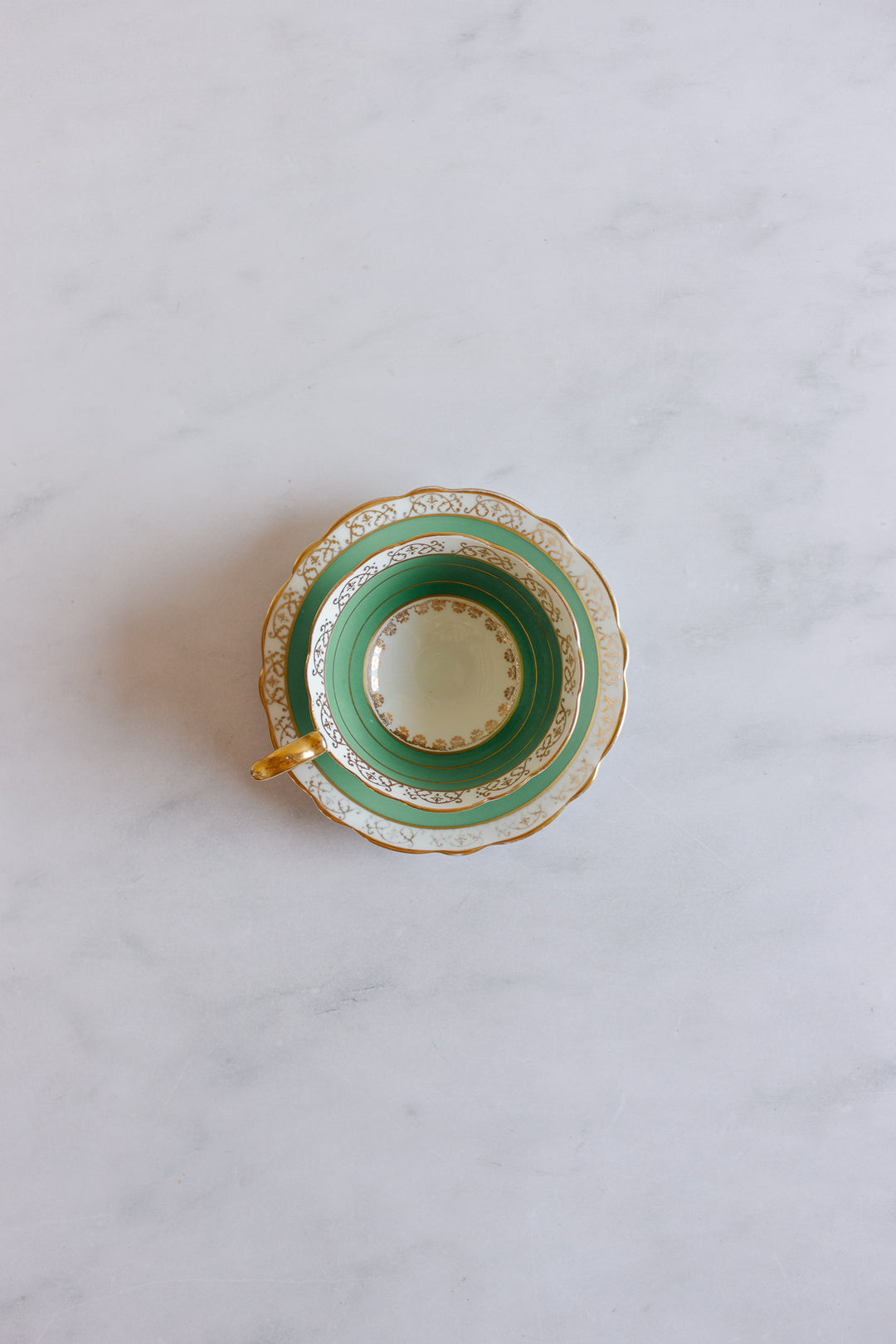 royal stafford antique green and gold teacup