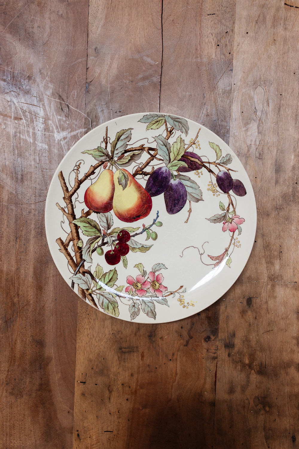 antique french sarreguemines hand painted polychrome platter circa 1900