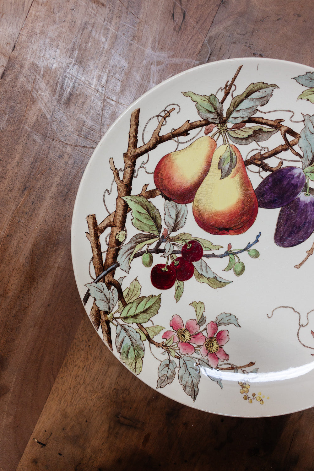 antique french sarreguemines hand painted polychrome platter circa 1900