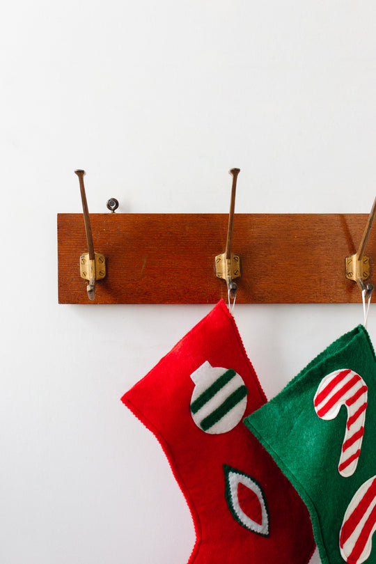 vintage french wood and brass porte manteau