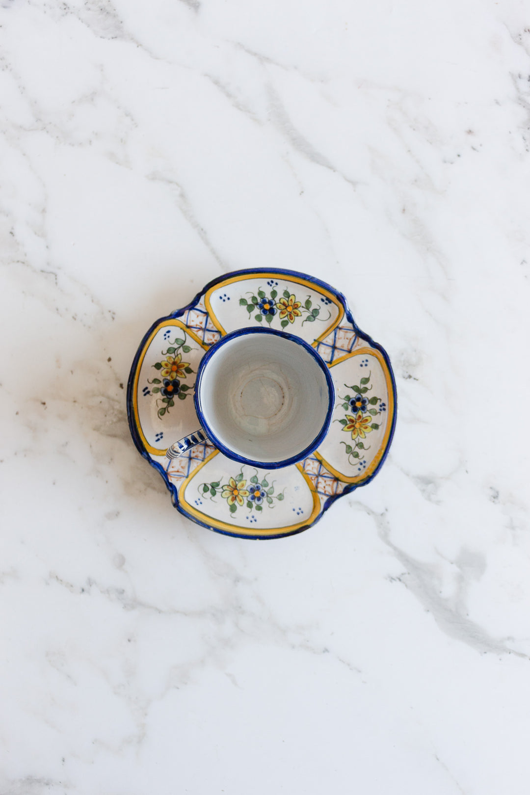 antique french handpainted Quimper demitasse set of 4