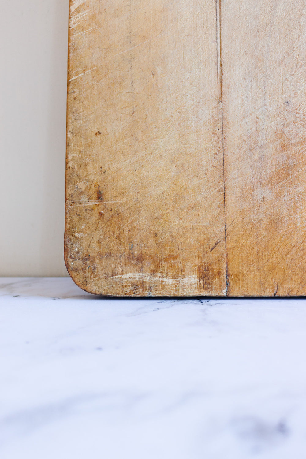 1940s French rustic bread board with iron handle