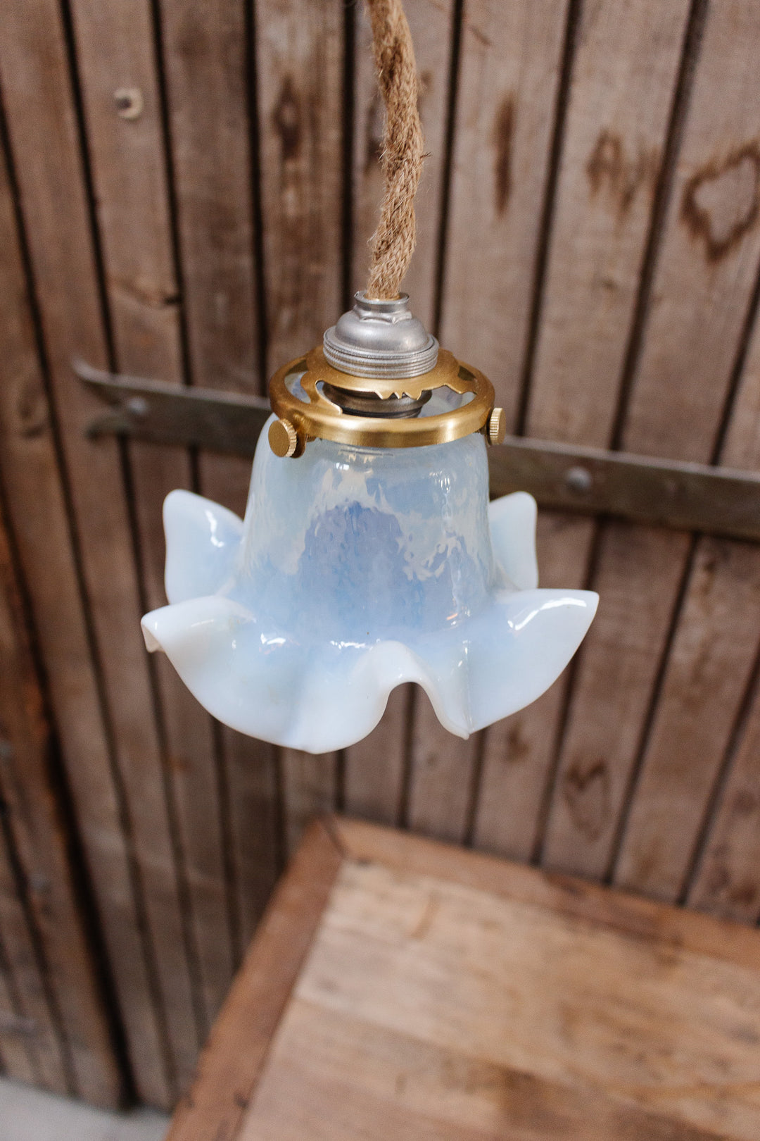 vintage french opalescent tulip light fixture