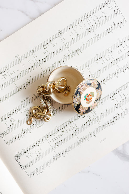 petite turn of the century hand painted trinket box