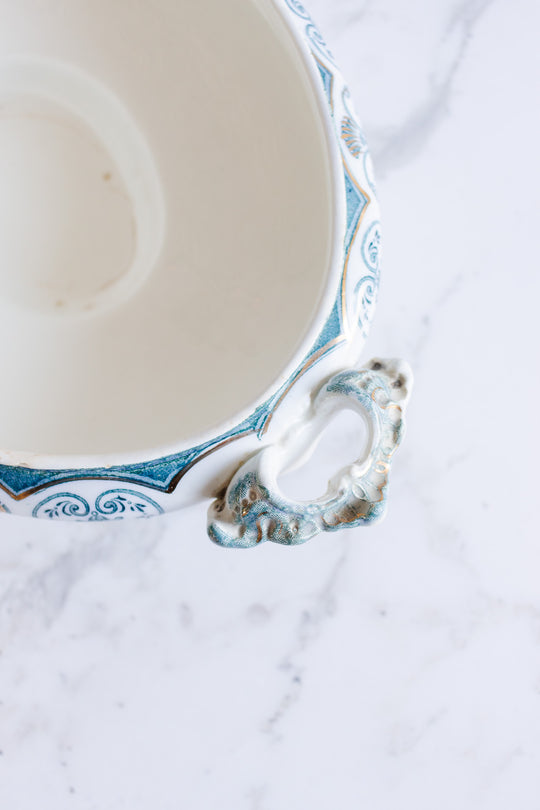 rare johnson brothers aqua regent creamer, sugar bowl, and covered dish set