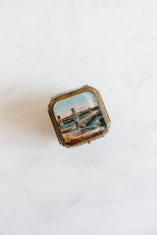 antique french beveled glass and ormolu bijoux casket, extra large