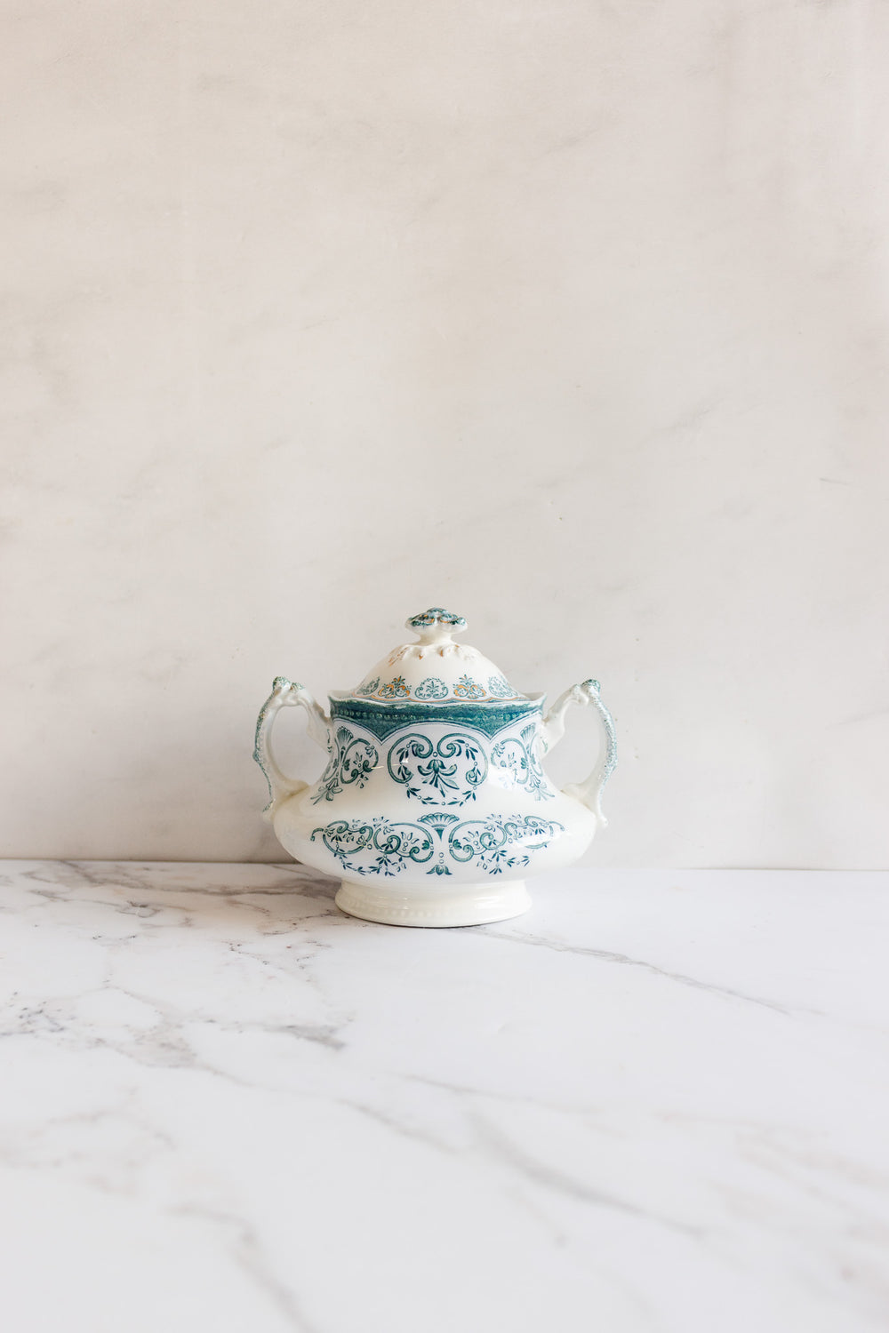 rare johnson brothers aqua regent creamer, and sugar bowl