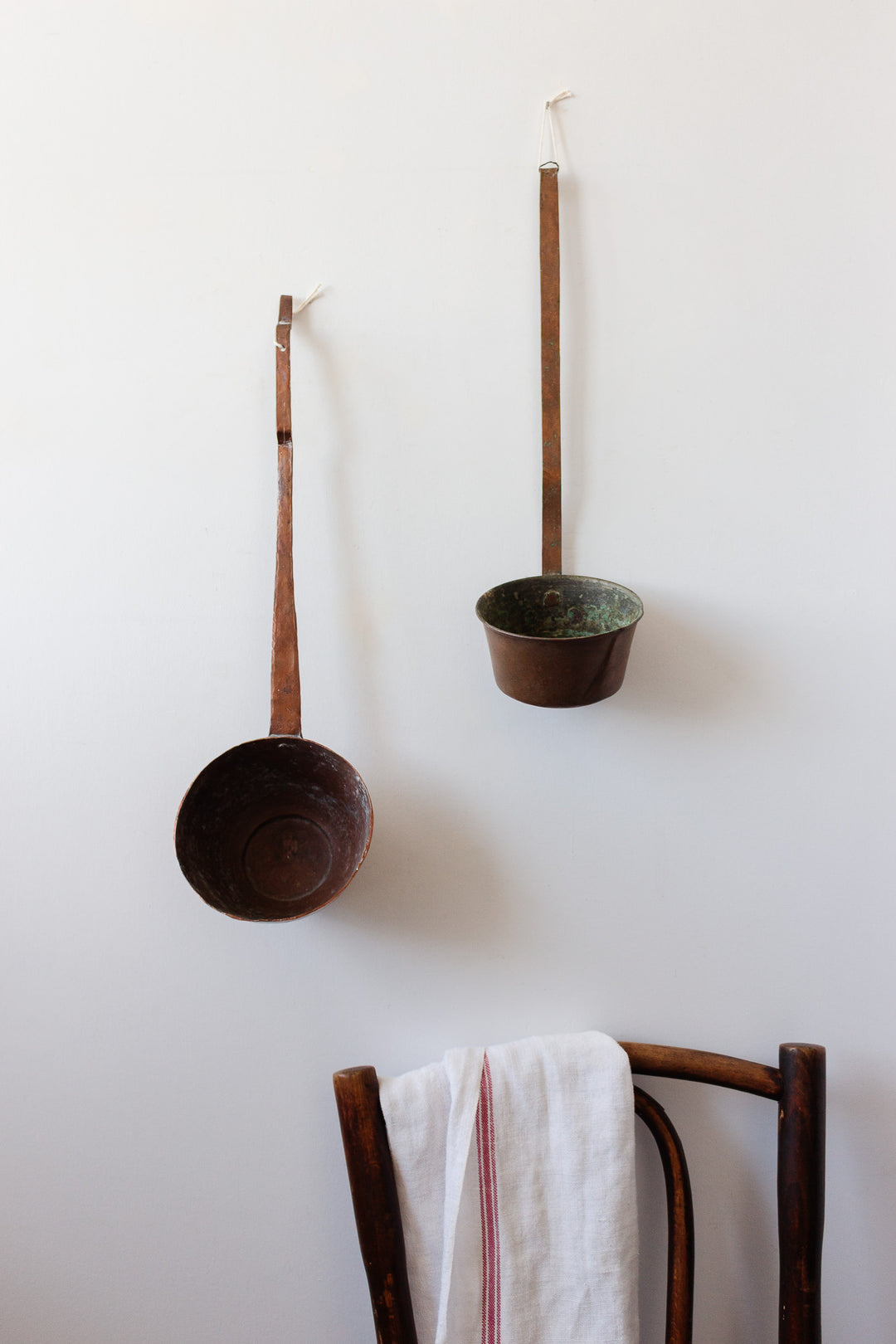 turn of the century extra large French hand forged copper ladle