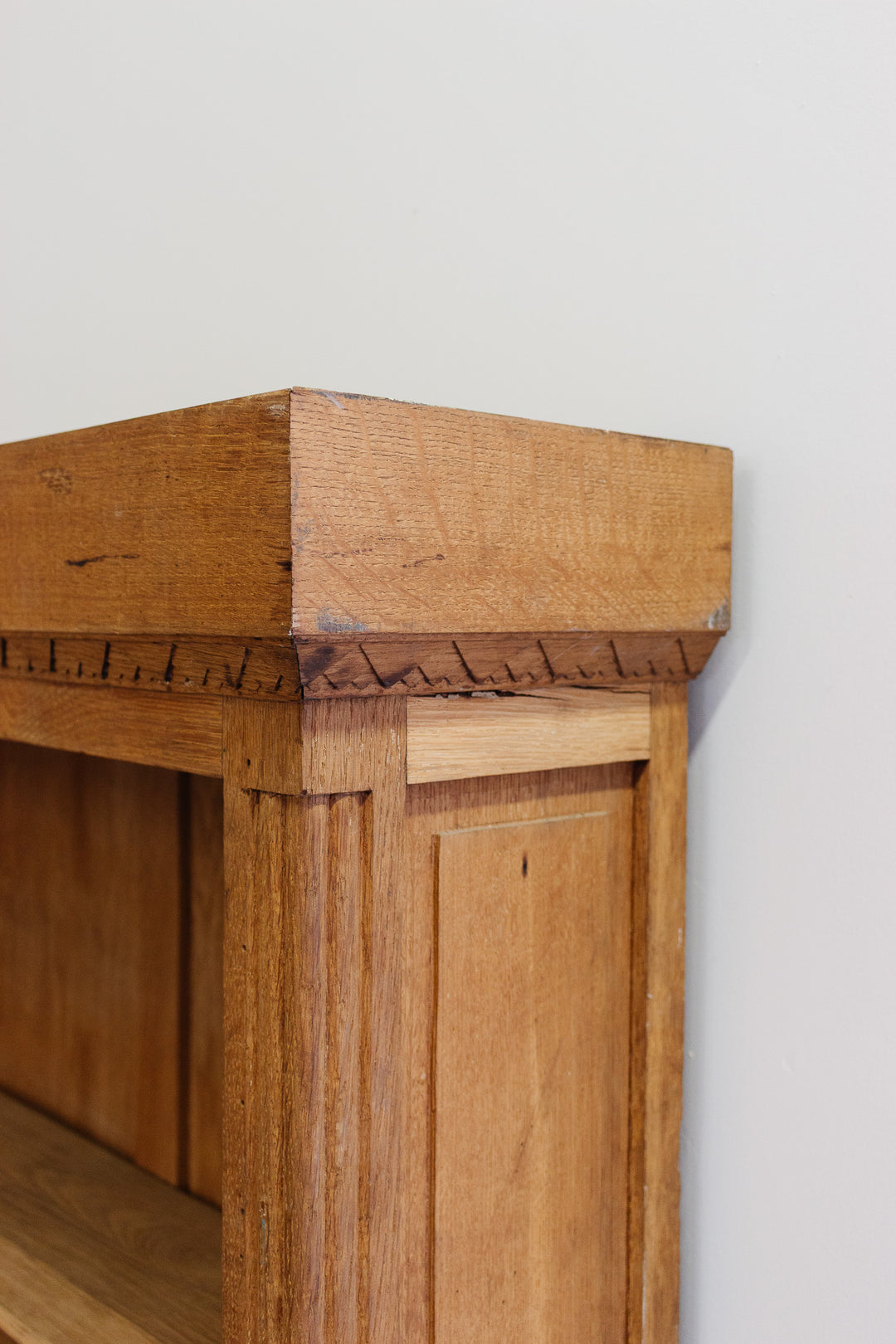 antique french oak open bookcase