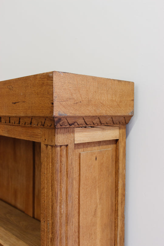 antique french oak open bookcase