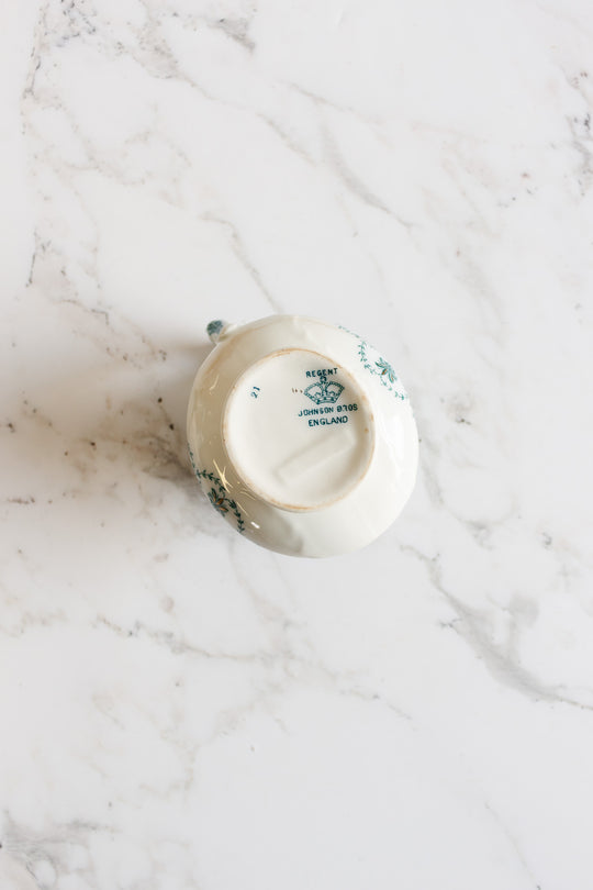 rare johnson brothers aqua regent creamer, sugar bowl, and covered dish set