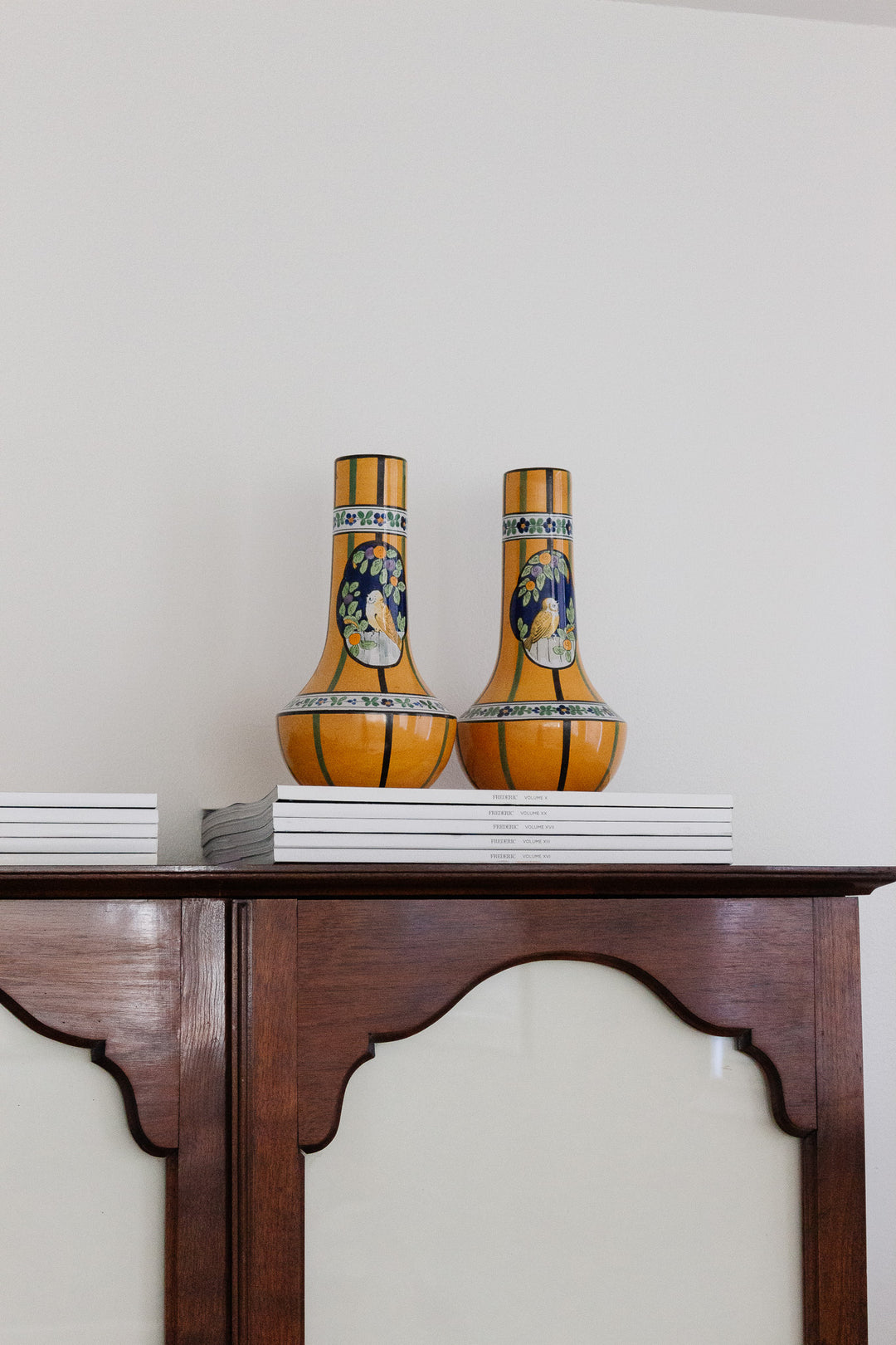 pair of rare 1930 French Henri Delcourt art deco ceramic vases