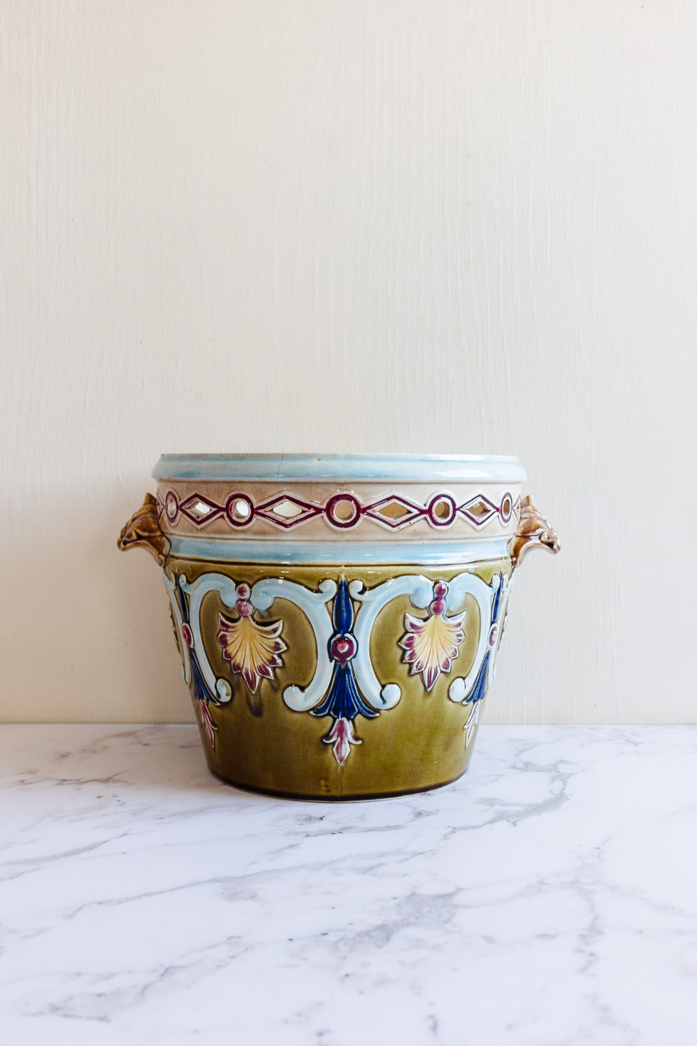 rare 19th century French Five Lilles majolica planter