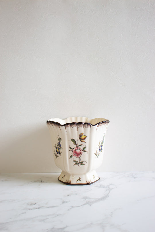 antique french fluted chinoiserie "cache pot"