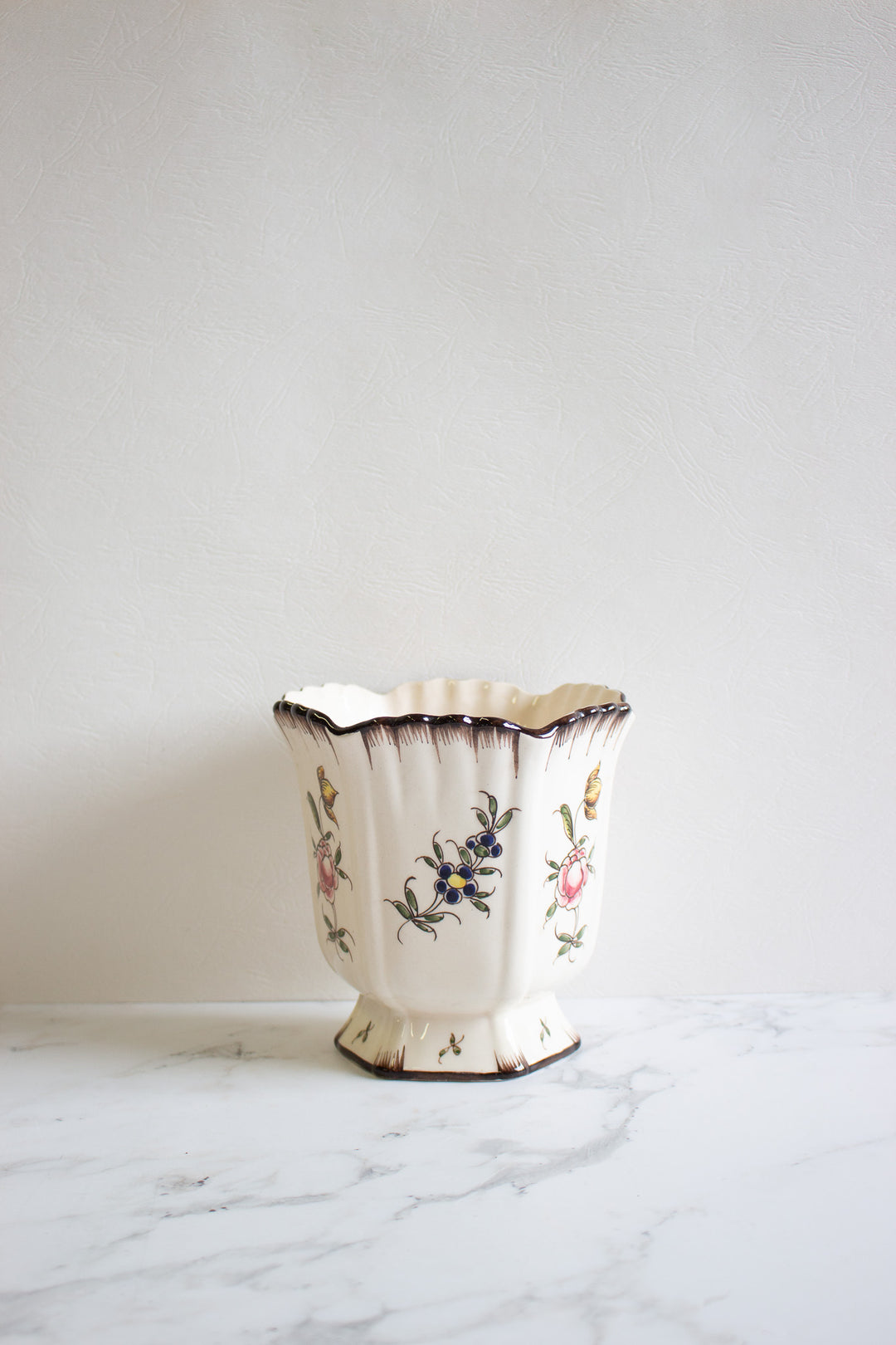 antique french fluted chinoiserie "cache pot"