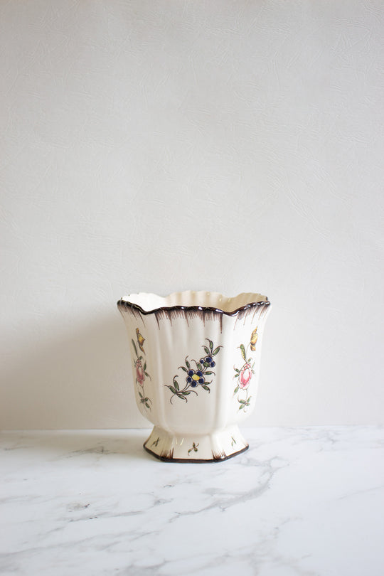 antique french fluted chinoiserie "cache pot"