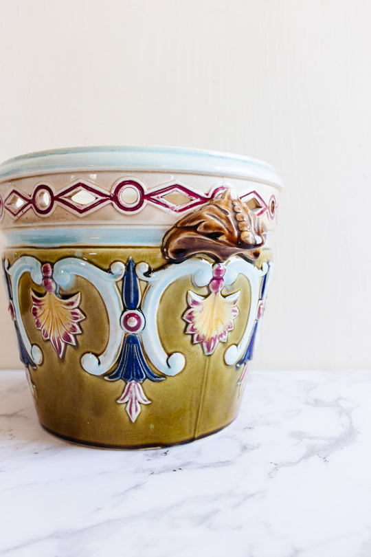 rare 19th century French Five Lilles majolica planter