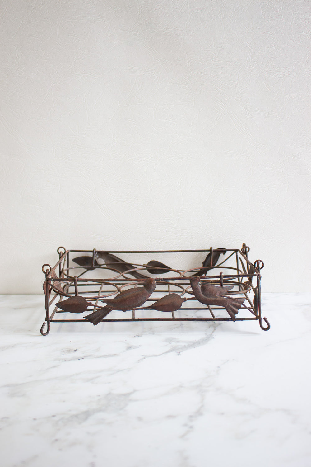 antique french wire work milk bottle carrier